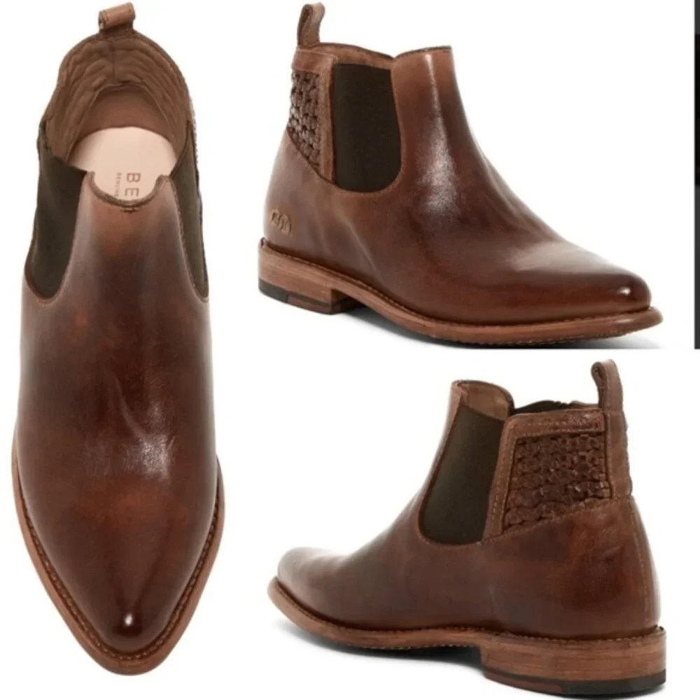 Bed Stu Rove Distressed Brown Leather Vintage Styling  Slip-On Bootie Size 7